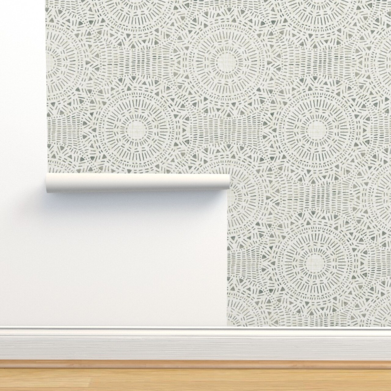 Rustic Boho Abstract Gray Neutral Bohemian Woven Look Distressed Custom Removable Wallpaper by Spoonflower Peel & Stick Wallpaper 2FT Wide